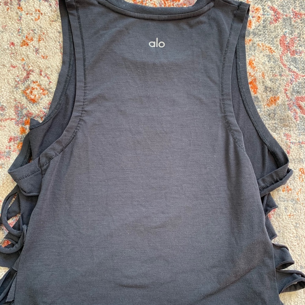 Dark grey Alo crop top with rips